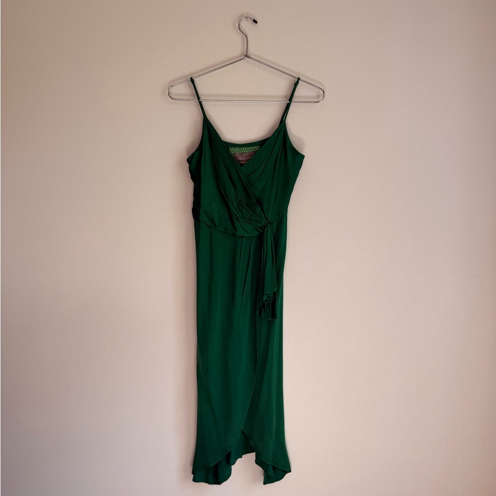 ANTHROPOLOGIE SATIN LIKE EMERALD GREEN DRESS NWT SIZE 2